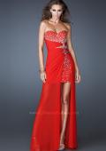 Picture of: Ruched Skirt Cocktail Dress with Multi Colored Stones in Red, Style: 18567, Main Picture