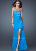 Picture of: Ruched Skirt Cocktail Dress with Multi Colored Stones in Blue, Style: 18567, Detail Picture 1