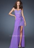 Picture of: Ruched Skirt Cocktail Dress with Multi Colored Stones in Purple, Style: 18567, Detail Picture 3