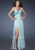 Picture of: Chic One Shoulder Chiffon Dress with Ruched Bodice in Blue, Style: 18573, Main Picture