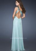 Picture of: Chic One Shoulder Chiffon Dress with Ruched Bodice in Blue, Style: 18573, Back Picture