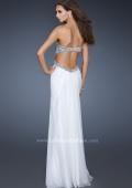 Picture of: Strapless Chiffon Dress with Gem Stone Encrusted Bodice in White, Style: 18577, Back Picture