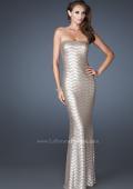 Picture of: Chevron Sequined Patterned Strapless Prom Dress in Nude, Style: 18578, Main Picture
