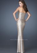 Picture of: Chevron Sequined Patterned Strapless Prom Dress in Nude, Style: 18578, Back Picture