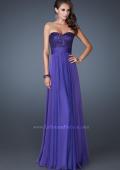 Picture of: Strapless Empire Chiffon Gown with Ruched Sequin Pattern in Purple, Style: 18584, Detail Picture 1