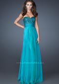 Picture of: Strapless Empire Chiffon Gown with Ruched Sequin Pattern in Blue, Style: 18584, Detail Picture 3