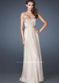 Picture of: Crystal Embellished Prom Dress with Ruching and Belt in Nude, Style: 18588, Main Picture