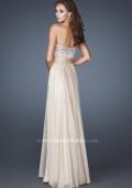Picture of: Crystal Embellished Prom Dress with Ruching and Belt in Nude, Style: 18588, Back Picture