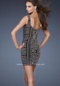 Picture of: Embellished Cocktail Dress with Thick Straps and Back V in Black, Style: 18589, Back Picture