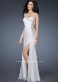 Picture of: Strapless Prom Gown with Beaded Sides and Ruching in White, Style: 18594, Main Picture