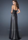 Picture of: Strapless Prom Gown with Beaded Sides and Ruching in Black, Style: 18594, Back Picture