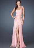 Picture of: Strapless Prom Gown with Beaded Sides and Ruching in Pink, Style: 18594, Detail Picture 1
