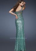Picture of: Fully Sequined Prom Dress with Side Slit and Stones in Green, Style: 18600, Main Picture