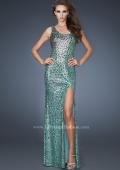 Picture of: Fully Sequined Prom Dress with Side Slit and Stones in Green, Style: 18600, Back Picture