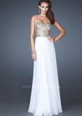 Picture of: Stone Embellished Prom Dress with Sequins and Cut Outs in White, Style: 18602, Detail Picture 3