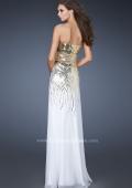 Picture of: Fitted Strapless Dress with Metallic Sequin Detail in White, Style: 18603, Back Picture