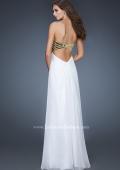 Picture of: Empire Waist Chiffon Prom Dress with Embellished Straps in White, Style: 18608, Back Picture