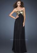 Picture of: Empire Waist Chiffon Prom Dress with Embellished Straps in Black, Style: 18608, Detail Picture 3