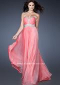 Picture of: Long Prom Dress with Gem Bordered Neckline and Beads in Pink, Style: 18609, Main Picture