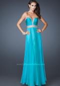 Picture of: Long Prom Dress with Gem Bordered Neckline and Beads in Blue, Style: 18609, Detail Picture 1