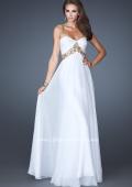Picture of: Chiffon Empire Dress with Pleated Bodice and Beads in White, Style: 18612, Main Picture