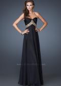 Picture of: Chiffon Empire Dress with Pleated Bodice and Beads in Black, Style: 18612, Detail Picture 2
