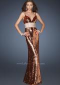 Picture of: Empire Waist All Over Sequined Long Prom Dress in Gold, Style: 18620, Main Picture
