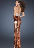 Picture of: Empire Waist All Over Sequined Long Prom Dress in Gold, Style: 18620, Back Picture