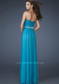 Picture of: Chiffon Gown with Sweetheart Neckline and Beaded Belt in Blue, Style: 18656, Back Picture