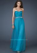 Picture of: Chiffon Gown with Sweetheart Neckline and Beaded Belt in Blue, Style: 18656, Detail Picture 1