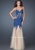 Picture of: Trumpet Style Prom Dress with Neckline and Thin Straps in Blue, Style: 18675, Detail Picture 1