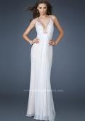 Picture of: Beaded V neck Prom Dress with Criss Cross Straps in White, Style: 18693, Main Picture