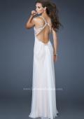 Picture of: Beaded V neck Prom Dress with Criss Cross Straps in White, Style: 18693, Back Picture