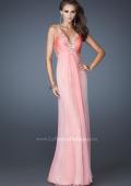Picture of: Beaded V neck Prom Dress with Criss Cross Straps in Orange, Style: 18693, Detail Picture 1