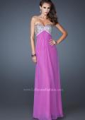 Picture of: Empire Waist Chiffon Dress with Beaded Bodice in Purple, Style: 18695, Main Picture