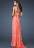Picture of: Empire Waist Chiffon Dress with Beaded Bodice in Orange, Style: 18695, Back Picture