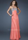Picture of: Empire Waist Chiffon Dress with Beaded Bodice in Orange, Style: 18695, Detail Picture 1