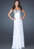 Picture of: Empire Waist Chiffon Dress with Beaded Bodice in White, Style: 18695, Detail Picture 3