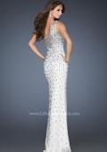 Picture of: Iridescent Stone Elegant Prom Dress with Side Slit in White, Style: 18700, Back Picture