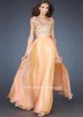 Picture of: A-line Chiffon Prom Dress with Scoop Back and Stones in Orange, Style: 18701, Main Picture