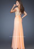 Picture of: A-line Chiffon Prom Dress with Scoop Back and Stones in Orange, Style: 18701, Back Picture