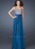 Picture of: Intricate Beaded Prom Dress with Gathered Waist in Blue, Style: 18713, Main Picture