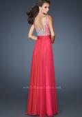 Picture of: Intricate Beaded Prom Dress with Gathered Waist in Pink, Style: 18713, Back Picture