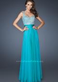 Picture of: Intricate Beaded Prom Dress with Gathered Waist in Blue, Style: 18713, Detail Picture 1