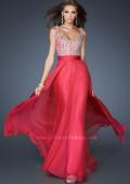 Picture of: Intricate Beaded Prom Dress with Gathered Waist in Pink, Style: 18713, Detail Picture 3