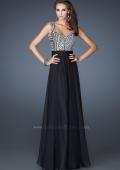 Picture of: Intricate Beaded Prom Dress with Gathered Waist in Black, Style: 18713, Detail Picture 4