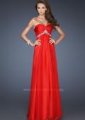 Picture of: Empire Waist Chiffon Dress with Ruched Neckline in Red, Style: 18715, Main Picture