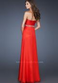 Picture of: Empire Waist Chiffon Dress with Ruched Neckline in Red, Style: 18715, Back Picture