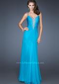 Picture of: Chiffon Prom Dress with Beaded Bodice and Straps in Blue, Style: 18726, Main Picture