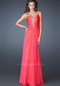 Picture of: Chiffon Prom Dress with Beaded Bodice and Straps in Pink, Style: 18726, Detail Picture 1